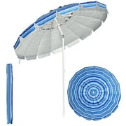 Costway 8 FT Beach Umbrella Outdoor Tilt Sunshade Sand Anchor W/Carry Bag Navy