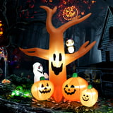 Costway 8 FT Halloween Inflatable Dead Tree w/ Pumpkins Blow up Yard ...