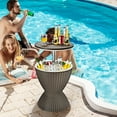 thumbnail image 1 of Costway 8 Gallon 3 in 1 Patio Rattan Cooler Bar Table Adjust Ice Bucket Brown, 1 of 10
