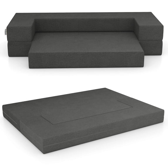 Costway 8-Inch Folding Sofa Bed with High-Density Foam & Washable Cover Queen Size
