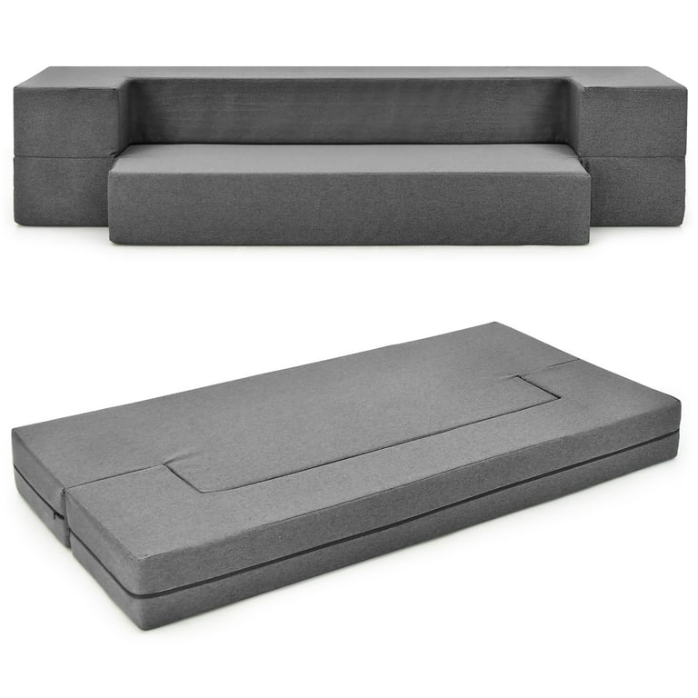  HonTop 8 Inch Folding Sofa Bed Queen Size Memory Foam Couch  Convertible Futon Sleeper Foam Bed for Bedroom Living Room Guest, Light  Grey : Home & Kitchen