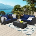 thumbnail image 1 of Costway 8 PCS Patio Rattan Furniture Set Cushioned Sofa Chair Coffee Table Blue, 1 of 10