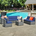thumbnail image 1 of Costway 8 PCS Wicker Sofa Rattan Furniture Set Patio Furniture w/ Storage Table Navy, 1 of 12