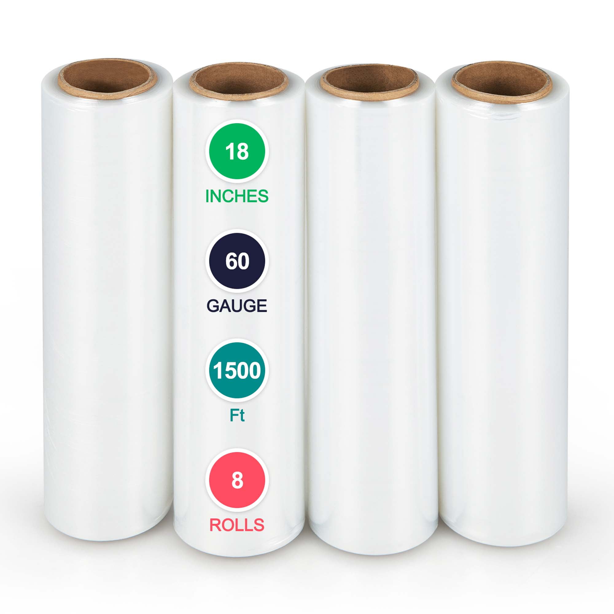 Costway 8 Rolls Stretch Film Heavy Duty Shrink Wrap 60 Gauge Clear ...