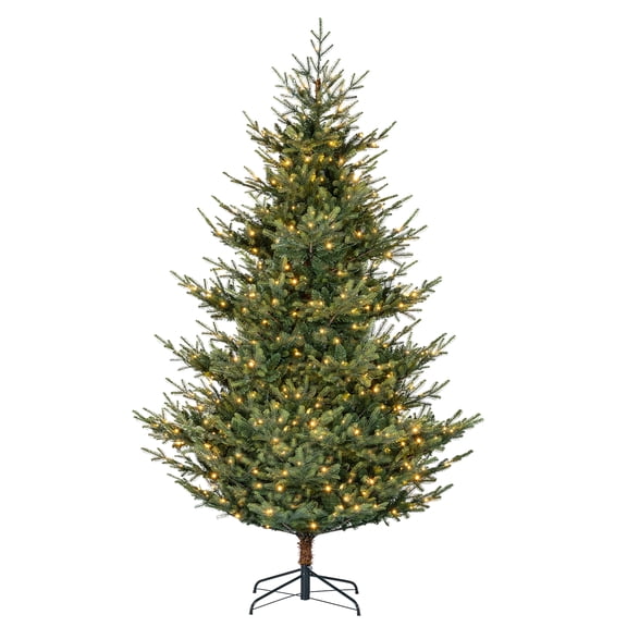 Costway 8 ft Alpine Christmas Tree with 1747 Full Branch Tips, 450 Warm White LED Lights Alpine silhouette