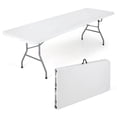 thumbnail image 1 of Costway 8 ft Portable Folding Table with HDPE Tabletop Safe Lock Mechanism Carrying Handle White, 1 of 11