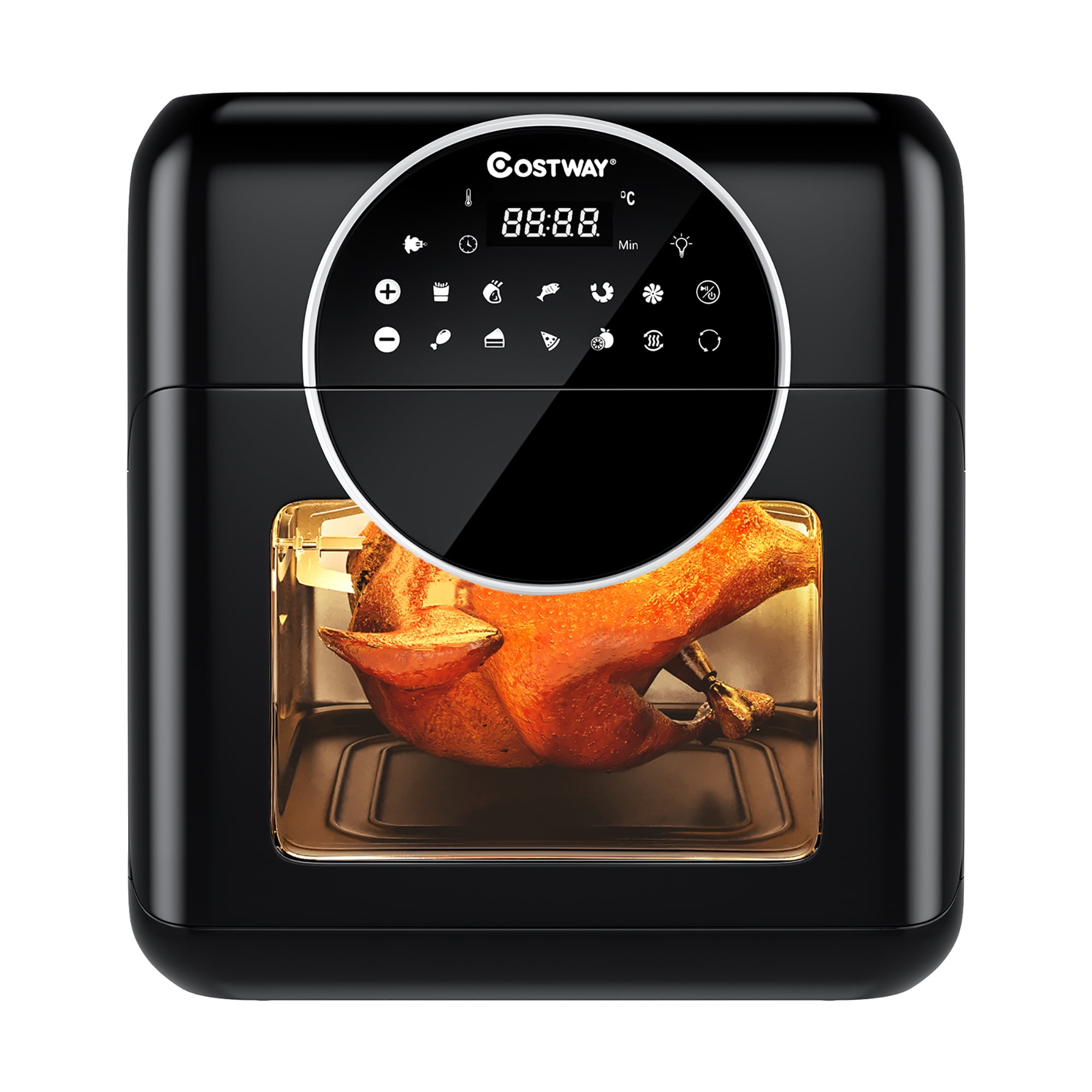 Yeeyo Electric Air Fryer Rotisserie Oven,,10-in-1 Fryer 12 Litre 1500W for  Home Use, Includes 10 Cooking Presets, Recipe Book & Cooker Accessories