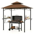 thumbnail image 1 of Costway 8' x 5' Grill Gazebo with 2 Shelves 7 Hooks Metal Frame Soft Top Brown, 1 of 10