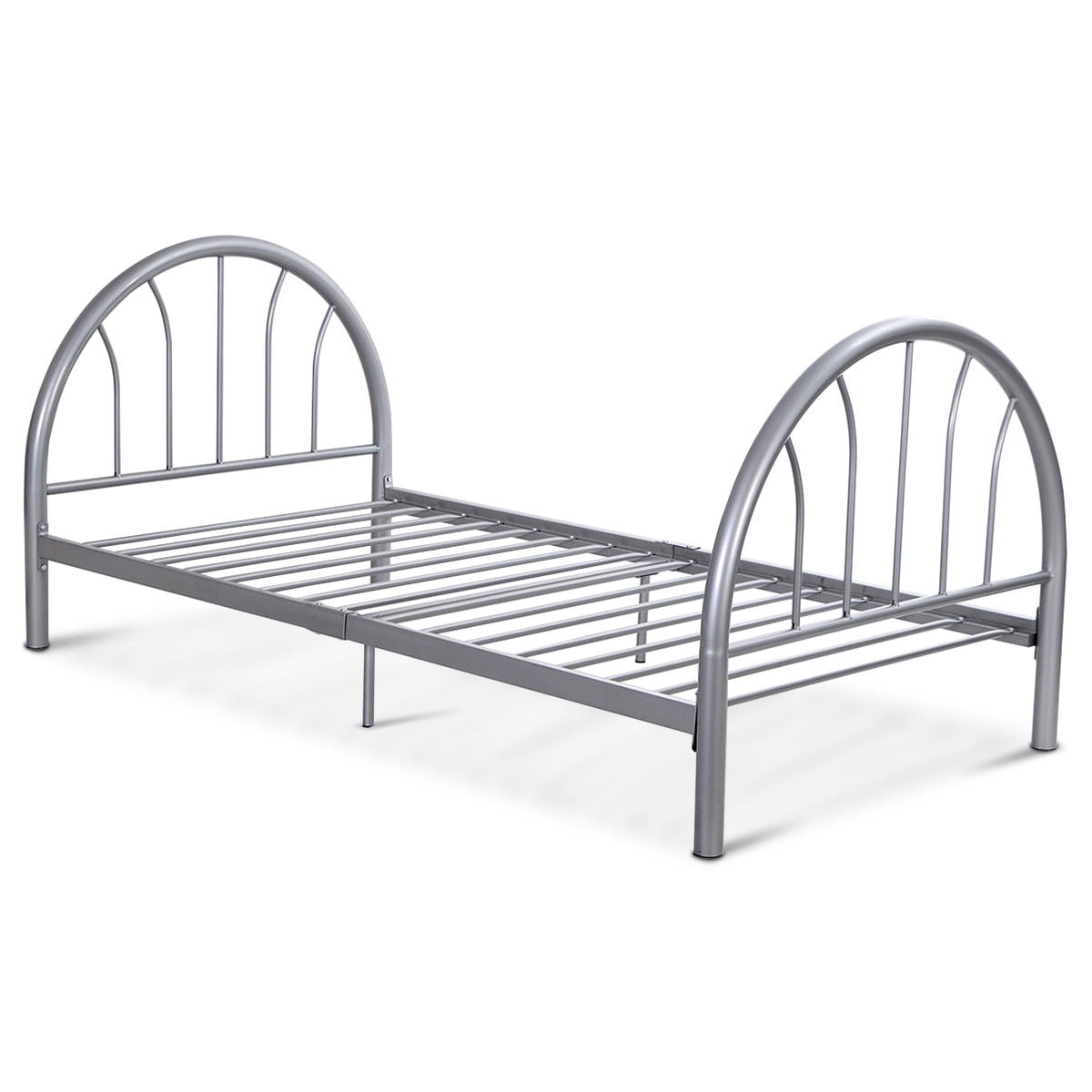 Costway 83''x42''x35'' Metal Bed Platform Frame Twin Size  Home Furniture (Silver)