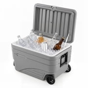 Costway 84QT Portable Wheeled Ice Cooler with Foldable Pull & Carry Handles for Camping