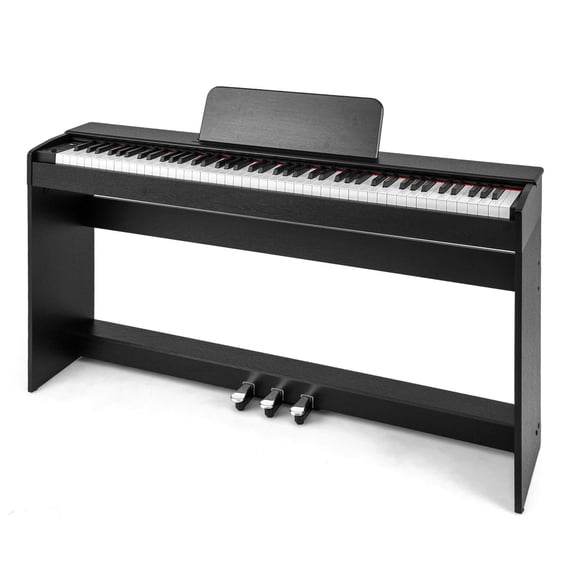 Costway 88-Key Hammer Action Weighted Keyboard Electric Piano with Stand & Triple Pedals