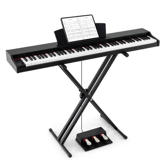 Costway 88-Key Keyboard Piano Set with Adjustable Stand & 2 Keyboard Mode 2 Speakers Black