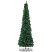 Costway 8Ft PVC Artificial Pencil Christmas Tree Slim Stand Green