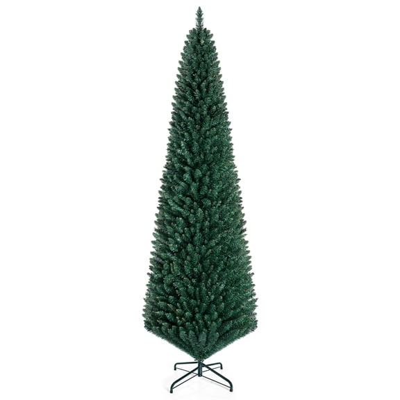 Costway 8Ft PVC Artificial Pencil Christmas Tree Slim Stand Green