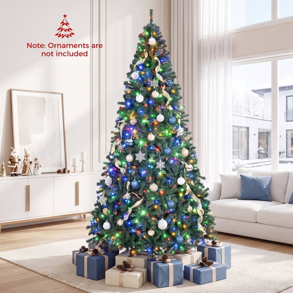 Costway 8Ft Pre-Lit Artificial Christmas Tree Hinged 750 LED Lights