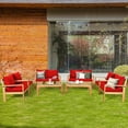 thumbnail image 1 of Costway 8PCS Patio Furniture Set Acacia Wood Thick Cushion Loveseat Sofa Red, 1 of 11