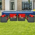 thumbnail image 1 of Costway 8PCS Patio Rattan Cushioned Sofa Chair Coffee Table Garden Red, 1 of 9