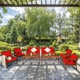 thumbnail image 1 of Costway 8PCS Patio Rattan Furniture Set Acacia Wood Frame Cushioned Sofa Chair Red, 1 of 11