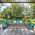 thumbnail image 1 of Costway 8PCS Patio Rattan Furniture Set Acacia Wood Frame Cushioned Sofa Chair Turquoise, 1 of 10