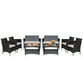 thumbnail image 1 of Costway 8PCS Patio Rattan Furniture Set Armrest Cushion Sofa Coffee Table with Shelf Garden, 1 of 9