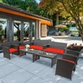 thumbnail image 1 of Costway 8PCS Patio Rattan Furniture Set Cushioned Chair Sofa Coffee Table Red, 1 of 9
