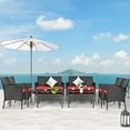 thumbnail image 1 of Costway 8PCS Patio Rattan Furniture Set Cushioned Sofa Coffee Table Backyard Porch Red, 1 of 12