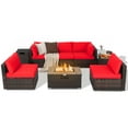 thumbnail image 1 of Costway 8PCS Patio Rattan Furniture Set Fire Pit Table Tank Holder Cover Deck Red, 1 of 10