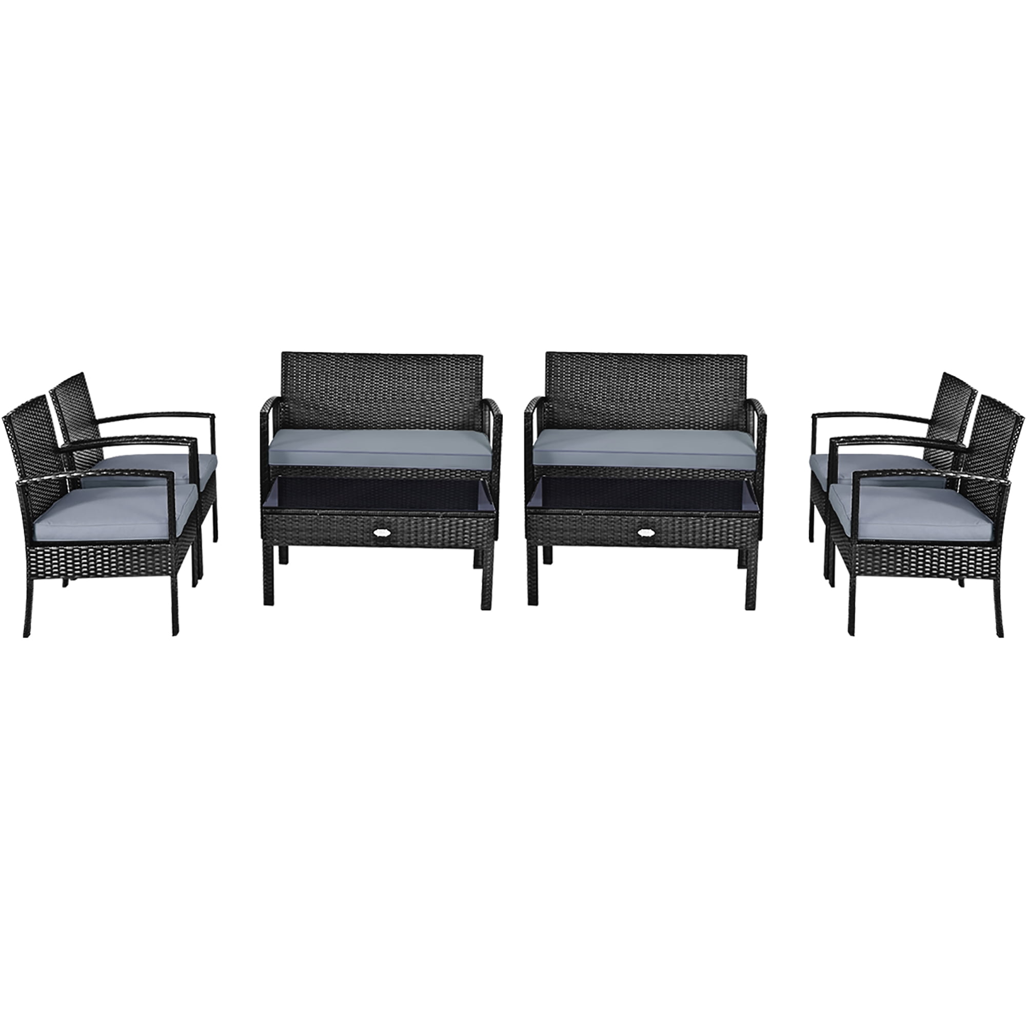 Costway 8PCS Patio Rattan Furniture Set Garden Deck