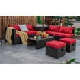 thumbnail image 1 of Costway 8PCS Patio Rattan Furniture Set  Space-Saving Storage Cushion Red cover, 1 of 10