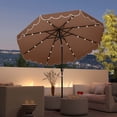 thumbnail image 1 of Costway 9.3 FT Solar Patio Umbrella Outdoor Market Sunshade with 24 LED Lights Ruffles Brown, 1 of 10