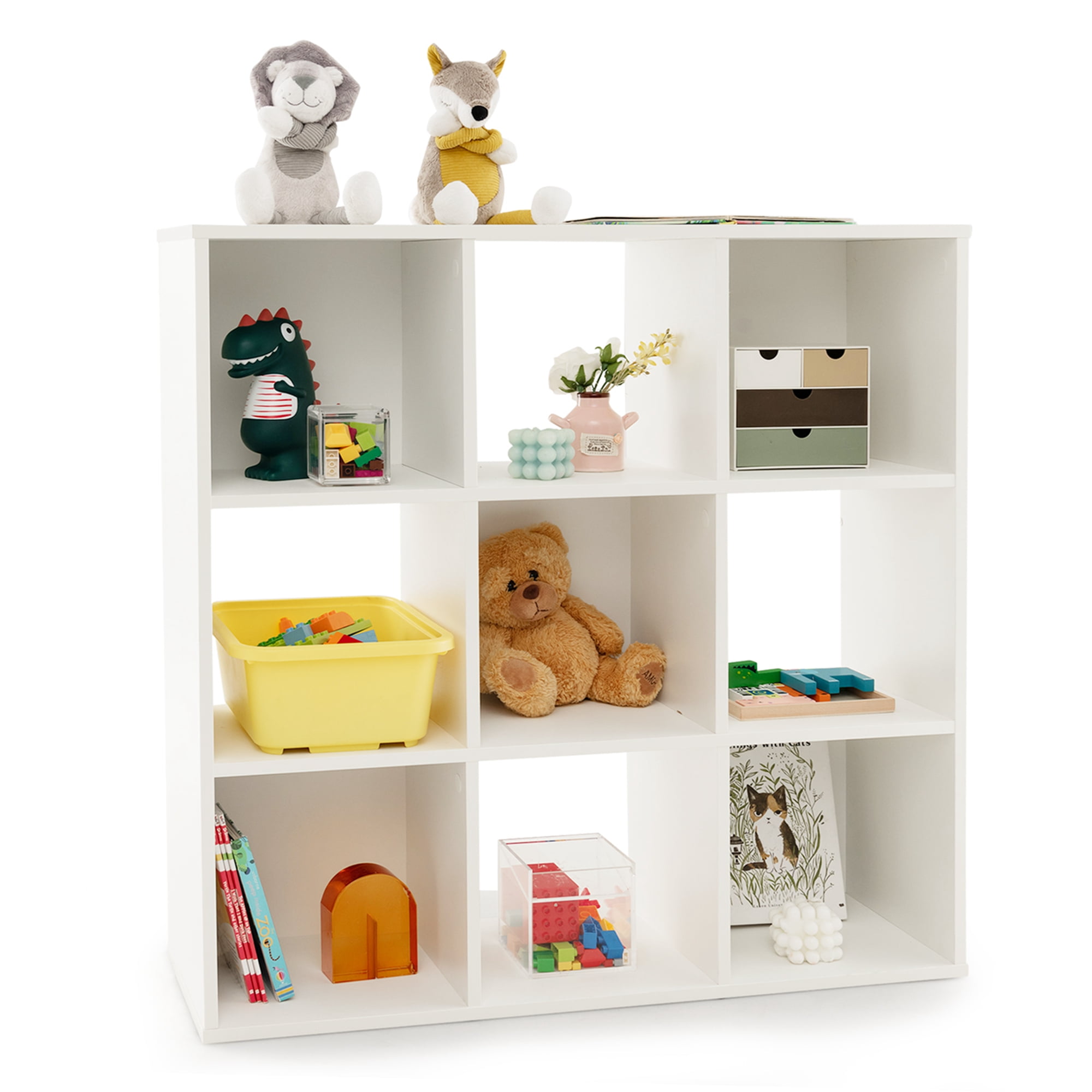 Costway 9Cube Kids Toy Storage Organizer Wooden Children's Bookcase