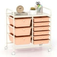thumbnail image 1 of Costway 9 Drawer Rolling Organizer Cart Utility Storage Tools Scrapbook Paper Multi-Use Light Pink, 1 of 10
