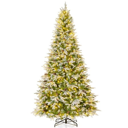 Costway 9 FT Artificial Christmas Tree Hinged Xmas Tree with 1871 Branch Tips 690 Lights