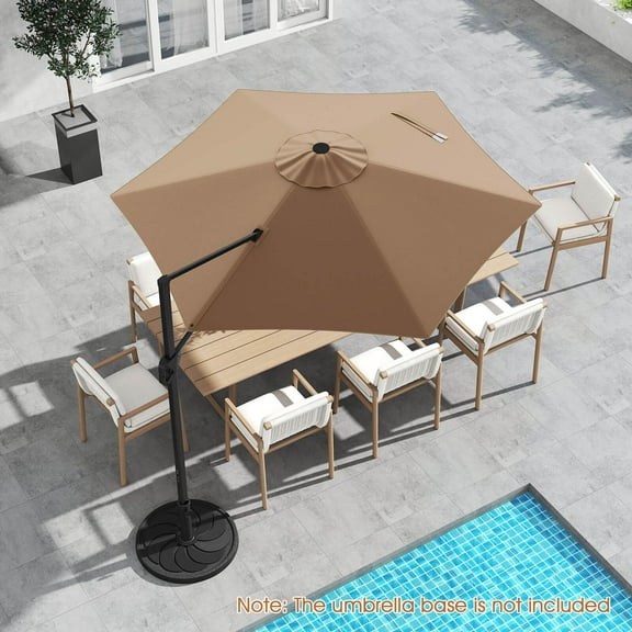 Costway 9 FT Cantilever Patio Umbrella Offset Hanging Umbrella with Vented Top for Poolside Brown