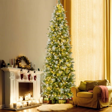 Costway 9 FT Pre-Lit Artificial Christmas Tree with 1228 Frosted Tips 470 LED Lights