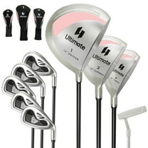 Costway 9 PCS Women's Complete Golf Club Set Right Handed with 460cc Alloy Driver Irons Pink