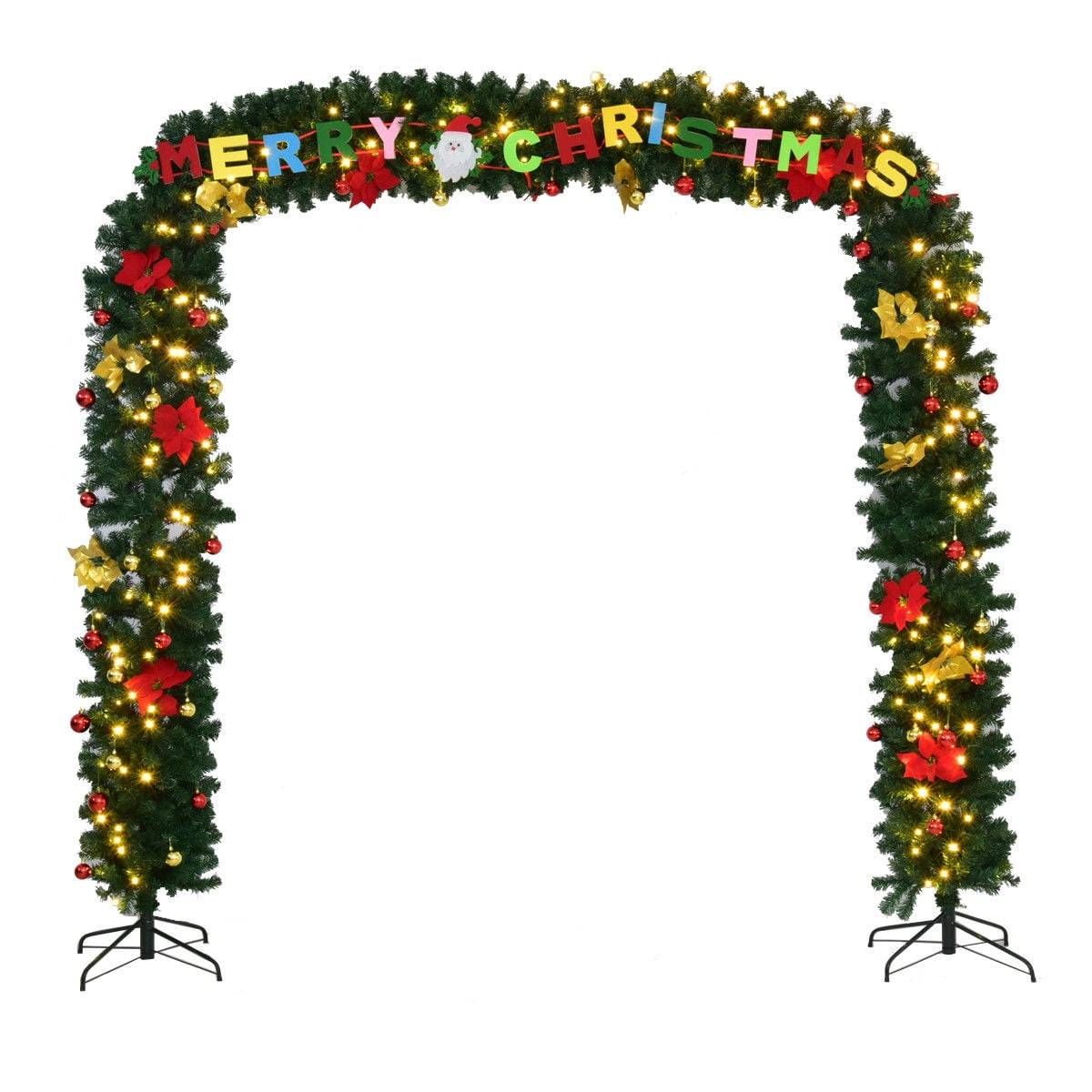 Costway 9'x 8'PreLit Artificial Arched Christmas Tree Archway Lights