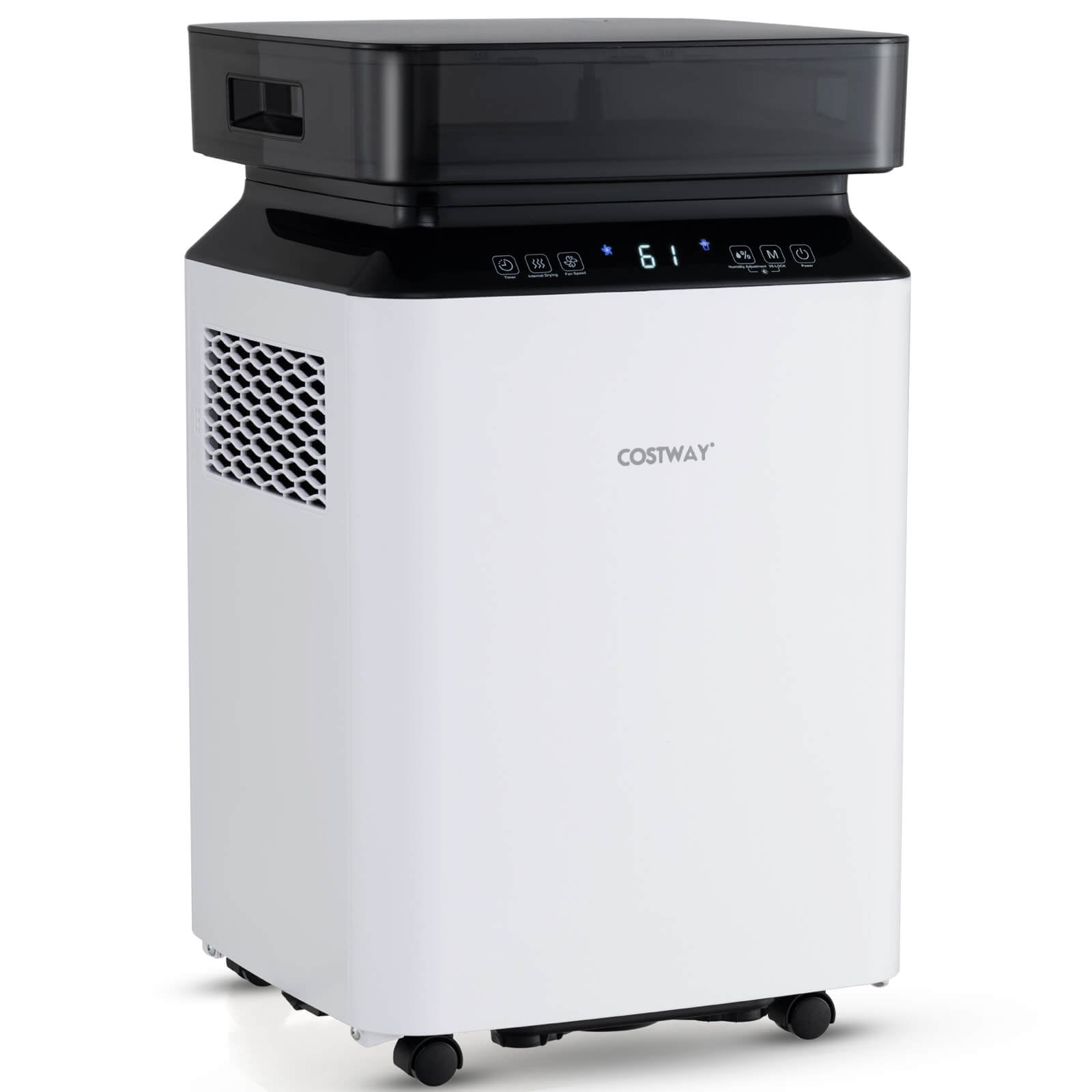 Costway 90-Pint Dehumidifier with Continuous & Auto Mode Large Water Tank 6,000 Sq. ft Coverage Area