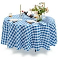 thumbnail image 1 of Costway 90'' Polyester Tablecloth for Round Table Wrinkle Free & Stain Resistant Buffalo Plaid Table Cover Navy, 1 of 12