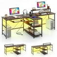 thumbnail image 1 of Costway 94.5" Long Office Desk 2-Person Reversible Computer Desk with LED Lights Coffee, 1 of 10