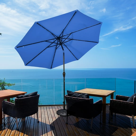 Costway 96 Inches Blue Octagon Market Tilting Patio Umbrella, Water-Resistant