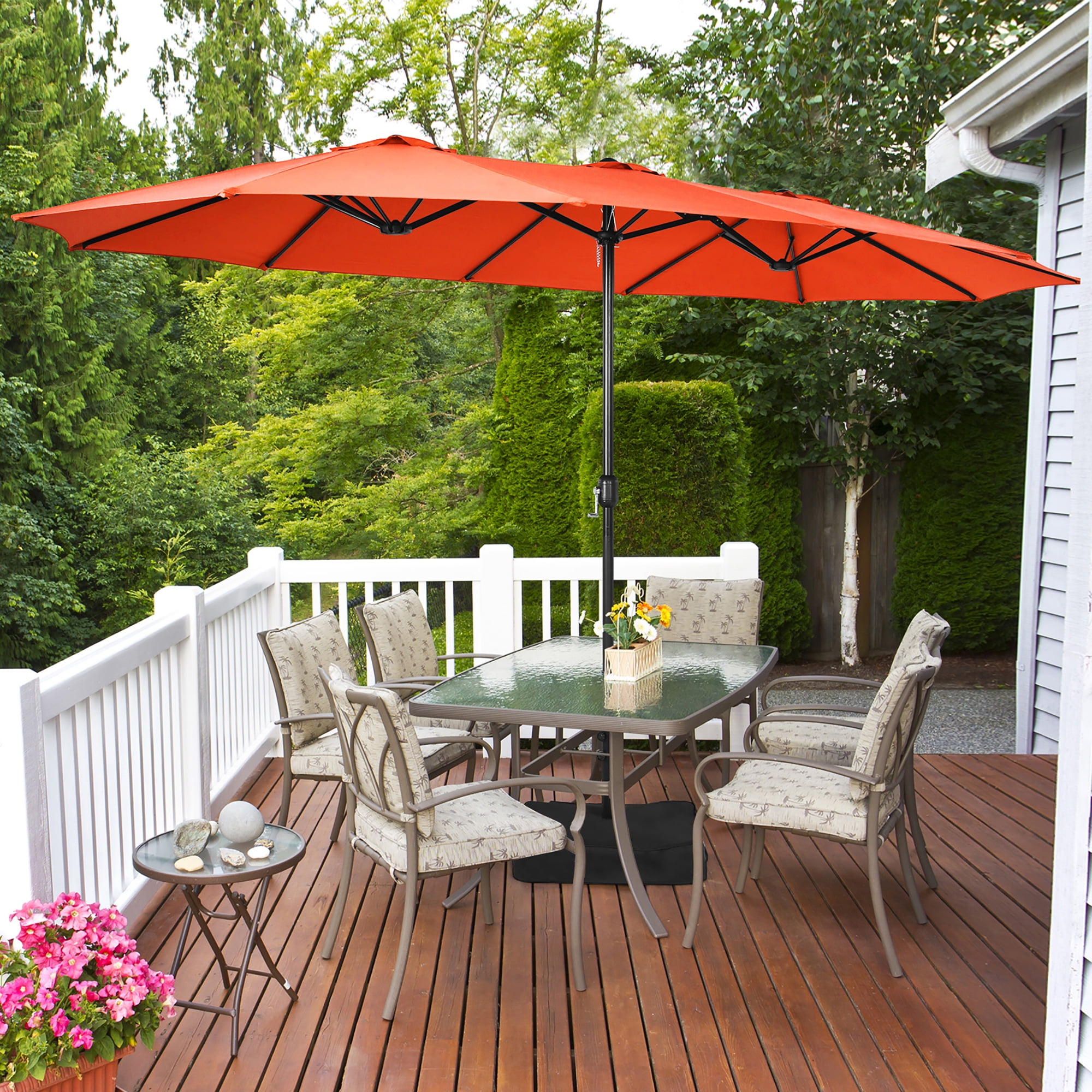 13 foot patio umbrellas Polaris 13-Foot Cantilever Umbrella with Base - Treasure Garden Commer