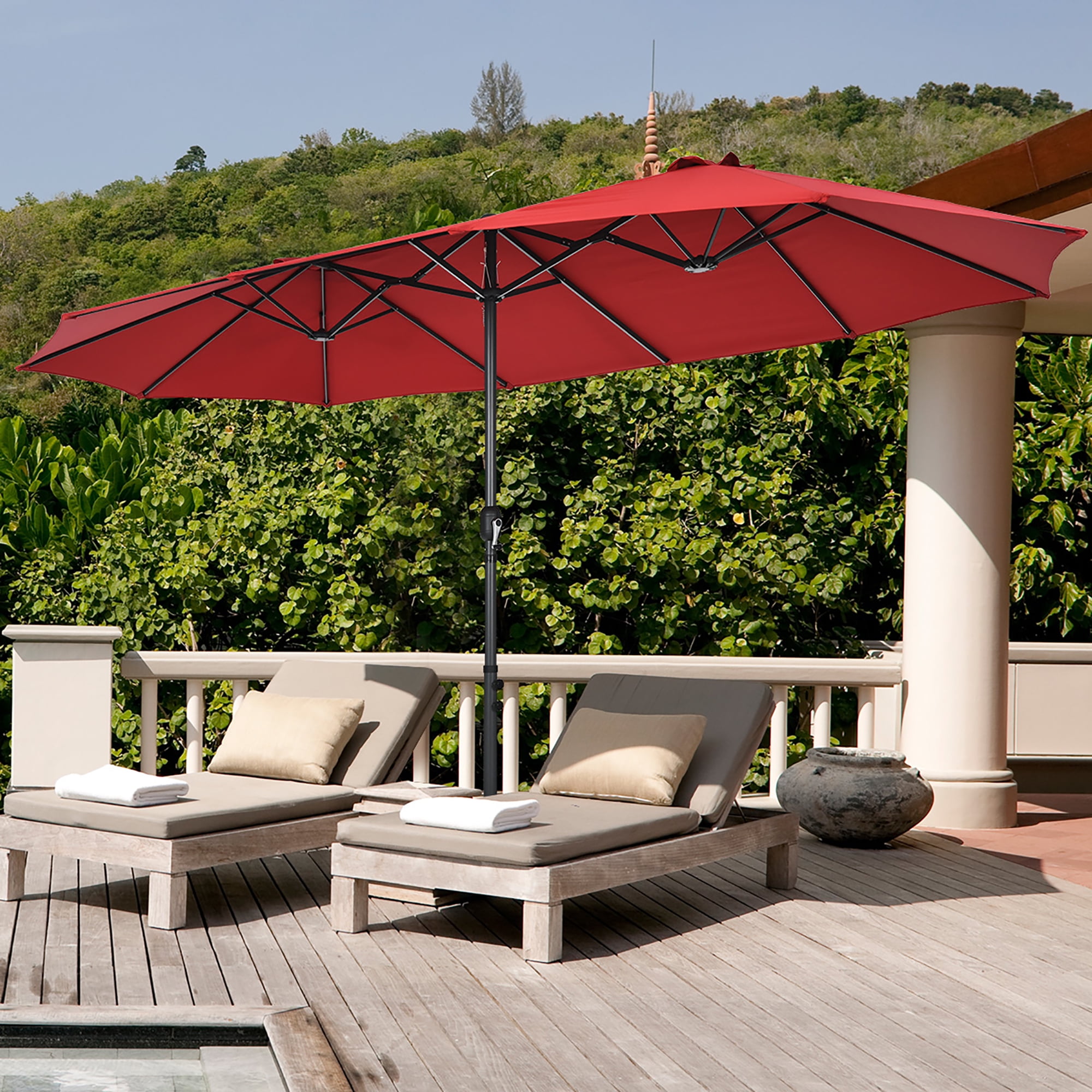 double vented patio umbrella strut assembly 11ft Market Double-Vented 8 Rib Replacement Canopy  Covered Living Redefine your patio experience with this solar lighted cantilever umbrella 13 ft. x 10 ft.