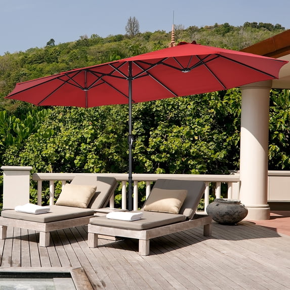 Costway 97.20" Wine Market Patio Umbrella, Fade-Resistant