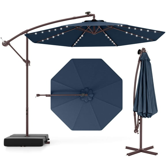 Costway 98.40" Navy Cantilever Patio Umbrella, Base-Included