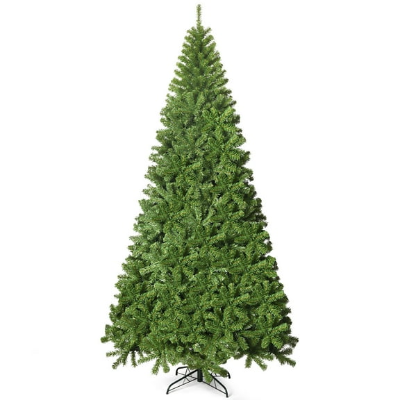 Costway 9Ft Unlit Hinged PVC Artificial Christmas Tree Premium Spruce Tree with 2094 Tips