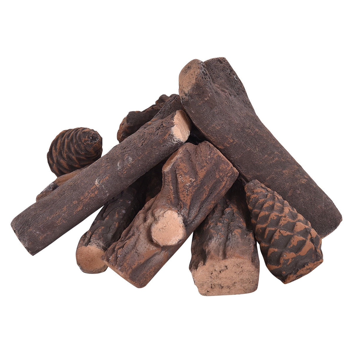 Costway 9PCS Ceramic Wood Gas Log Set Fireplace Imitation Wood Propane  Firepit Logs - Walmart.com