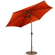 Costway 9ft Patio Umbrella Outdoor W/ 50 LBS Round Umbrella Stand W/ Wheels, Orange