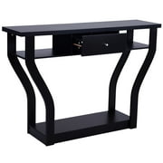 Costway Accent Console Table Modern Sofa Entryway Hallway Hall Furniture with Drawer Black