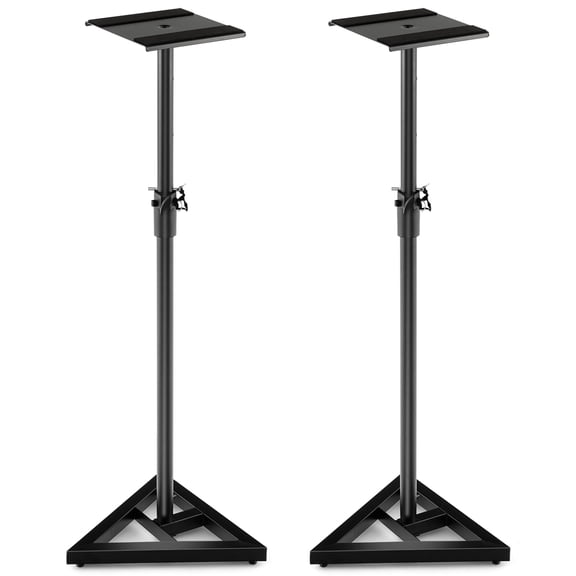 Costway Adjustable Height Speaker Stands with User Guide, Metal/Black, 2 Stands